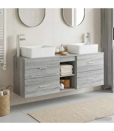 vidaXL Bathroom Cabinet Set 3 pcs Grey Sonoma 136 x 35 x 80 cm