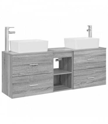 vidaXL Bathroom Cabinet Set 3 pcs Grey Sonoma 136 x 35 x 80 cm