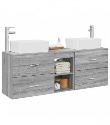vidaXL Bathroom Cabinet Set 3 pcs Grey Sonoma 136 x 35 x 80 cm