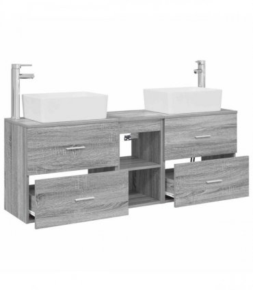 vidaXL Bathroom Cabinet Set 3 pcs Grey Sonoma 136 x 35 x 80 cm