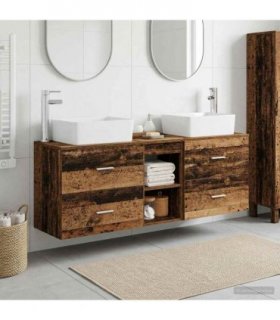 vidaXL Bathroom Cabinet Set 3 pcs Old Wood 136 x 35 x 80 cm