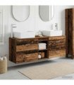 vidaXL Bathroom Cabinet Set 3 pcs Old Wood 136 x 35 x 80 cm