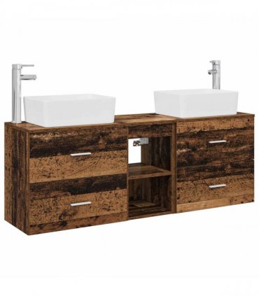 vidaXL Bathroom Cabinet Set 3 pcs Old Wood 136 x 35 x 80 cm