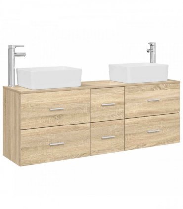 vidaXL Bathroom Cabinet Set 3 pcs Sonoma Oak 136 x 35 x 80 cm