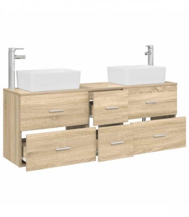 vidaXL Bathroom Cabinet Set 3 pcs Sonoma Oak 136 x 35 x 80 cm