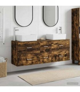 vidaXL Bathroom Cabinet Set 3 pcs Smoked Oak 136 x 35 x 80 cm