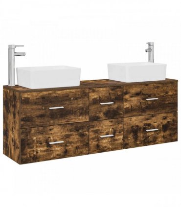 vidaXL Bathroom Cabinet Set 3 pcs Smoked Oak 136 x 35 x 80 cm