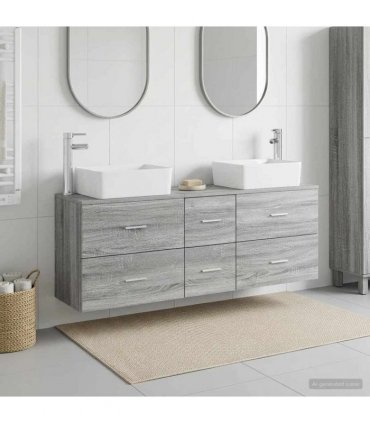 vidaXL Bathroom Cabinet Set 3 pcs Grey Sonoma 136 x 35 x 80 cm