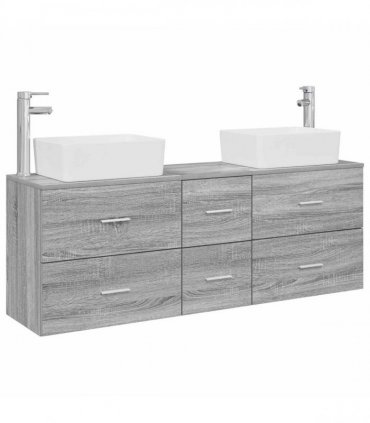 vidaXL Bathroom Cabinet Set 3 pcs Grey Sonoma 136 x 35 x 80 cm