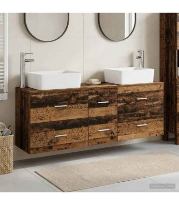 vidaXL Bathroom Cabinet Set 3 pcs Old Wood 136 x 35 x 80 cm