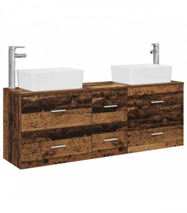 vidaXL Bathroom Cabinet Set 3 pcs Old Wood 136 x 35 x 80 cm