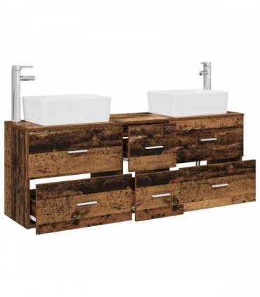 vidaXL Bathroom Cabinet Set 3 pcs Old Wood 136 x 35 x 80 cm