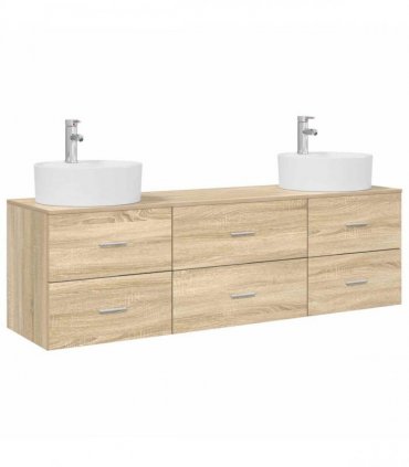 vidaXL Wall-mounted Bathroom Cabinet Set 3 pcs Sonoma Oak