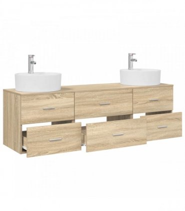 vidaXL Wall-mounted Bathroom Cabinet Set 3 pcs Sonoma Oak