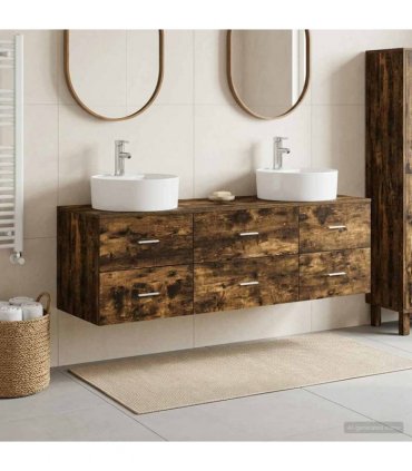 vidaXL Wall-mounted Bathroom Cabinet Set 3 pcs Smoked Oak