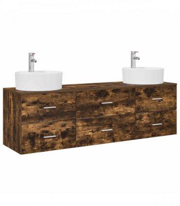 vidaXL Wall-mounted Bathroom Cabinet Set 3 pcs Smoked Oak