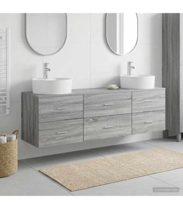 vidaXL Wall-mounted Bathroom Cabinet Set 3 pcs Grey Sonoma