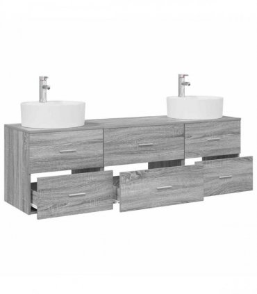 vidaXL Wall-mounted Bathroom Cabinet Set 3 pcs Grey Sonoma