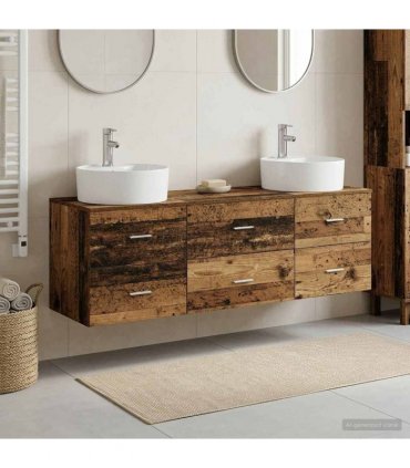 vidaXL Wall-mounted Bathroom Cabinet Set 3 pcs Old Wood