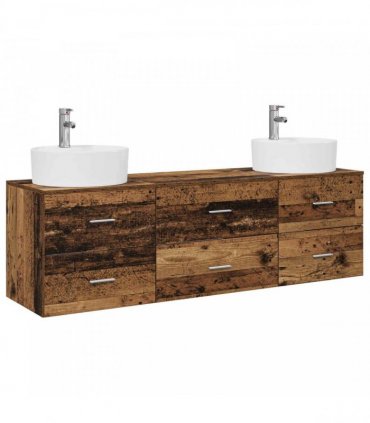 vidaXL Wall-mounted Bathroom Cabinet Set 3 pcs Old Wood