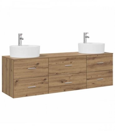 vidaXL Wall-mounted Bathroom Cabinet Set 3 pcs Artisan Oak
