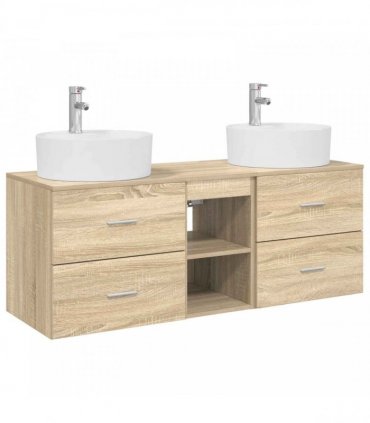 vidaXL Bathroom Cabinet Set 3 pcs Sonoma Oak 129 x 44.5 x 82 cm