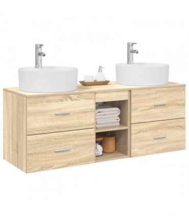 vidaXL Bathroom Cabinet Set 3 pcs Sonoma Oak 129 x 44.5 x 82 cm