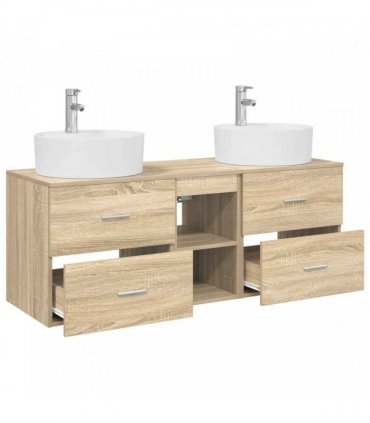vidaXL Bathroom Cabinet Set 3 pcs Sonoma Oak 129 x 44.5 x 82 cm