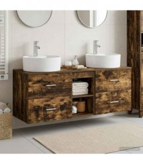 vidaXL Bathroom Cabinet Set 3 pcs Smoked Oak 129 x 44.5 x 82 cm