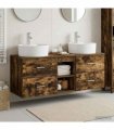 vidaXL Bathroom Cabinet Set 3 pcs Smoked Oak 129 x 44.5 x 82 cm
