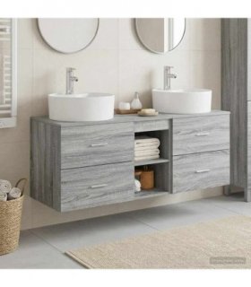 vidaXL Bathroom Cabinet Set 3 pcs Grey Sonoma 129 x 44.5 x 82 cm
