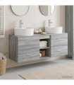 vidaXL Bathroom Cabinet Set 3 pcs Grey Sonoma 129 x 44.5 x 82 cm