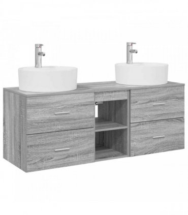 vidaXL Bathroom Cabinet Set 3 pcs Grey Sonoma 129 x 44.5 x 82 cm