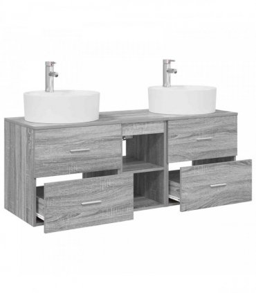 vidaXL Bathroom Cabinet Set 3 pcs Grey Sonoma 129 x 44.5 x 82 cm