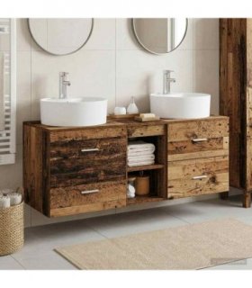 vidaXL Bathroom Cabinet Set 3 pcs Old Wood 129 x 44.5 x 82 cm