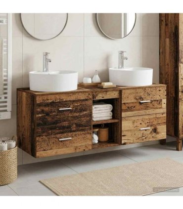 vidaXL Bathroom Cabinet Set 3 pcs Old Wood 129 x 44.5 x 82 cm