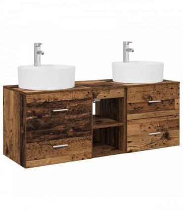 vidaXL Bathroom Cabinet Set 3 pcs Old Wood 129 x 44.5 x 82 cm