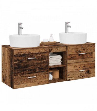 vidaXL Bathroom Cabinet Set 3 pcs Old Wood 129 x 44.5 x 82 cm