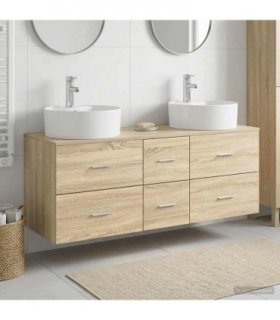 vidaXL Bathroom Cabinet Set 3 pcs Sonoma Oak 129 x 44.5 x 82 cm