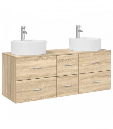 vidaXL Bathroom Cabinet Set 3 pcs Sonoma Oak 129 x 44.5 x 82 cm