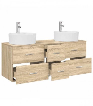 vidaXL Bathroom Cabinet Set 3 pcs Sonoma Oak 129 x 44.5 x 82 cm