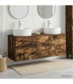 vidaXL Bathroom Cabinet Set 3 pcs Smoked Oak 129 x 44.5 x 82 cm