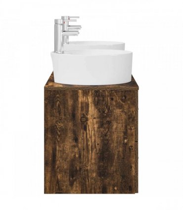 vidaXL Bathroom Cabinet Set 3 pcs Smoked Oak 129 x 44.5 x 82 cm