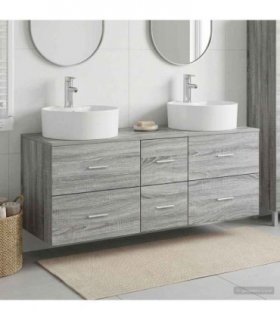 vidaXL Bathroom Cabinet Set 3 pcs Grey Sonoma 129 x 44.5 x 82 cm