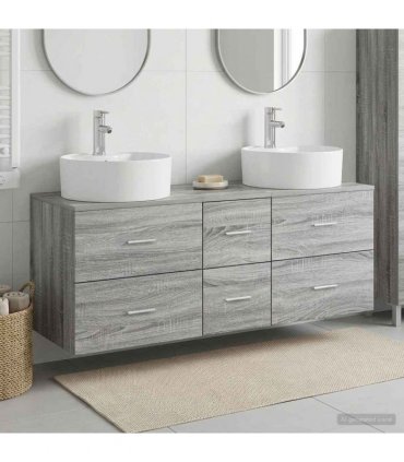 vidaXL Bathroom Cabinet Set 3 pcs Grey Sonoma 129 x 44.5 x 82 cm
