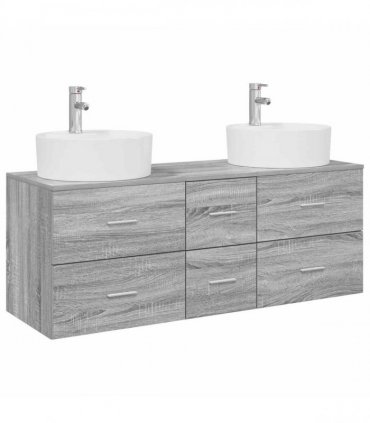 vidaXL Bathroom Cabinet Set 3 pcs Grey Sonoma 129 x 44.5 x 82 cm