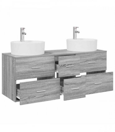 vidaXL Bathroom Cabinet Set 3 pcs Grey Sonoma 129 x 44.5 x 82 cm