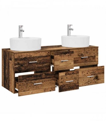 vidaXL Bathroom Cabinet Set 3 pcs Old Wood 129 x 44.5 x 82 cm