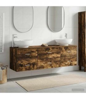 vidaXL Bathroom Cabinet Set 3 pcs Smoked Oak 161.5 x 44.5 x 80 cm