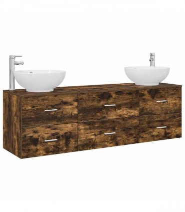 vidaXL Bathroom Cabinet Set 3 pcs Smoked Oak 161.5 x 44.5 x 80 cm